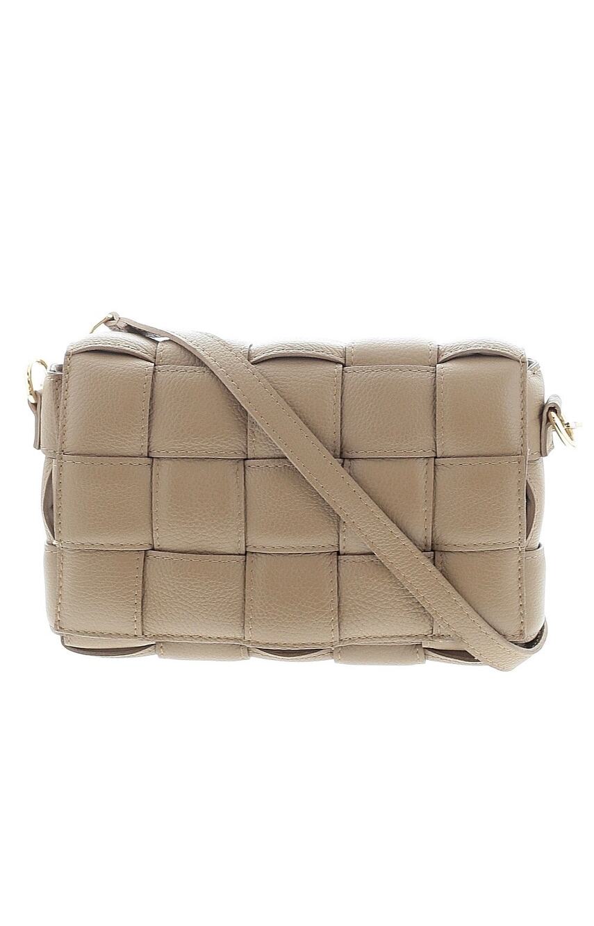 Chiara Ferretti Woven Leather Crossbody Shoulder Bag Tan Made in Italy